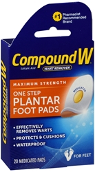 COMPOUND W ONE STEP PAD FOR FEET 20CT 