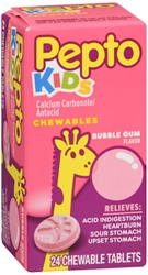 Childrens Pepto Chewable Tablets Bubble Gum 24 Each 