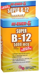 Hi-Ener-G Super B-12 5000 mcg Tablets 30 Tablets 