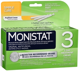 Monistat 3 Vaginal Antifungal Medication, 0.18-Ounce, 3 Prefilled Applicators 