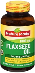 Nature Made Flaxseed Oil 1000 mg Softgels - Made w. Organic Flaxseed Oil 100 Ct 