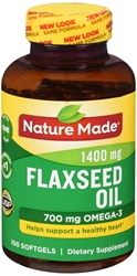 Nature Made Organic Flaxseed Oil 1400 mg Omega 3-6-9 Softgels 100 Ct, One Per Day 