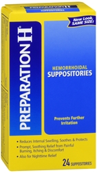Preparation H Hemorrhoidal Prompt Soothing Relief Suppositories, 24 Each 