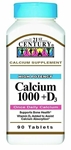21st Century Calcium Plus D Tablets, 1000 mg, 90 Count 