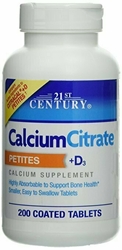 21st Century Calcium Citrate + D3 Petites Coated Tablets 200 each 
