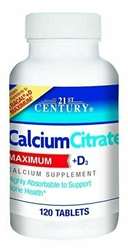 21st Century Calcium Citrate Plus D Maximum Caplets, 120 Count 
