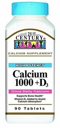 21st Century Calcium Plus D Tablets, 1000 mg, 90 Count 