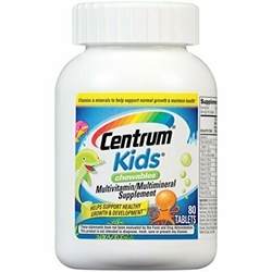 Centrum Kids Chewables (80 Count, Cherry, Orange, Fruit Punch Flavor) Multivitamin/Multimineral Supplement Tablet, Vitamin A, Vitamin C, Vitamin E 