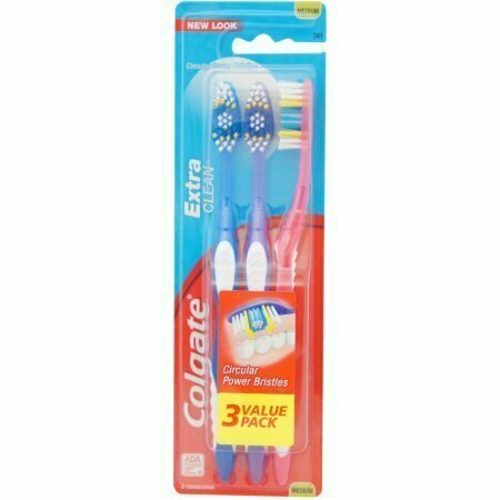 Colgate Extra Clean Toothbrushes, Full Head, Medium, 3 each 