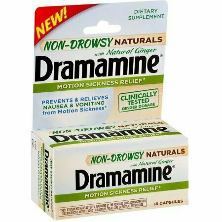 Dramamine Non-Drowsy Naturals Motion Sickness Relief Capsules with Natural Ginger 18 each 