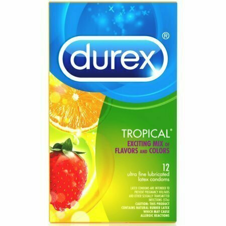 Durex Tropical Flavors Flavored Premium Condoms, 12 ct 