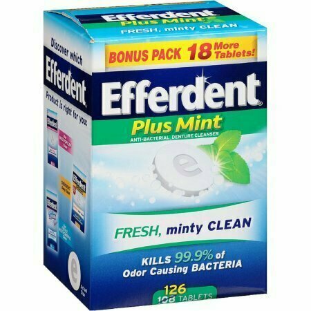 Efferdent Plus Mint Anti-Bacterial Denture Cleanser Tablets 126 each 