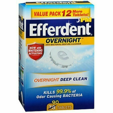 Efferdent PM Overnight Anti-Bacterial Denture Cleanser Tablets 90 each 