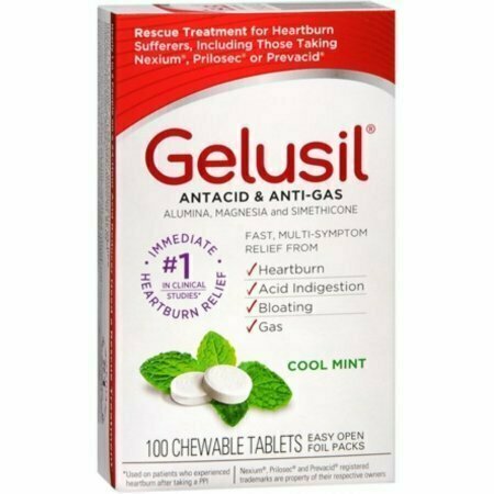 Gelusil Antacid/Anti-Gas Tablets Cool Mint, 100 Tablets 