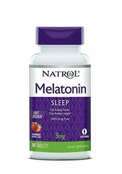 Natrol Melatonin Fast Dissolve Tablets, Strawberry flavor, 3mg, 90 Count 