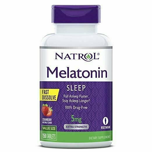 Natrol Melatonin Fast Dissolve Tablets, Strawberry flavor, 5mg, 150 Count 