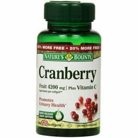 Natures Bounty Cranberry Fruit 4200 mg, Plus Vitamin C Softgels, 120 each 