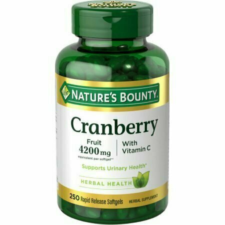 Natures Bounty Cranberry with Vitamin C 4200 mg, 250 Softgels 