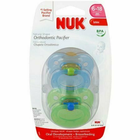 NUK Natural Shape Orthodontic Pacifiers, Latex, 6-18 Months 2 ea 