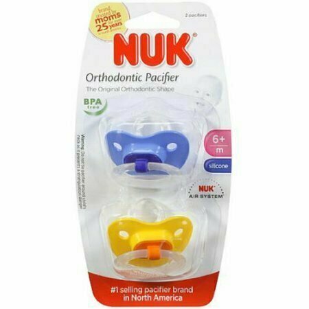 NUK Orthodontic Silicone Pacifiers 6+ Months, Assorted Colors 2 ea 