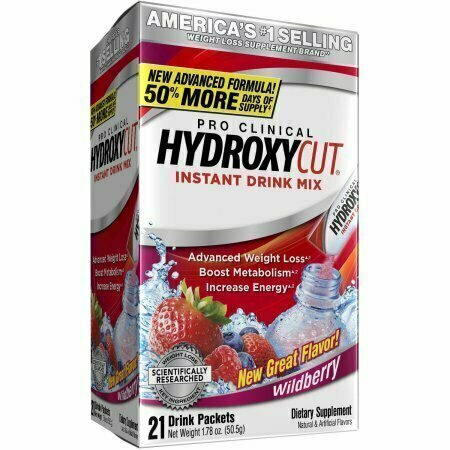 Pro Clinical Hydroxycut Weight Loss Supplement Wildberry Instant Drink Mix Packets, 21 count, 1.7 oz 