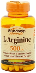 Sundown Naturals L-Arginine 500 mg, 90 Capsules 