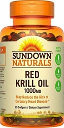 Sundown Naturals Triple Strength Red Krill Oil 1000 mg, 60 Softgels 