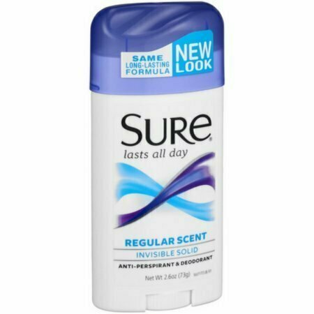 Sure Anti-Perspirant Deodorant Invisible Solid Regular Scent 2.60 oz 