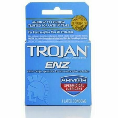 TROJAN Enz Condoms Spermicidal Lubricant Latex 3 Each 