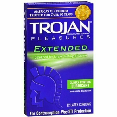 TROJAN Extended Pleasure Climax Control Lubricated Premium Latex Condoms 12 Each 