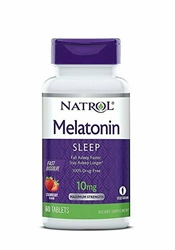 Natrol Melatonin Fast Dissolve Tablets, Strawberry, 10mg, 60 Count 